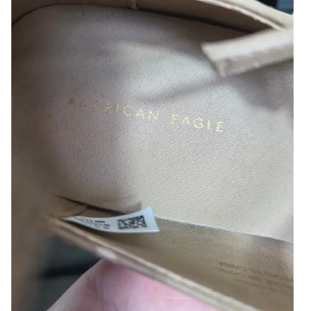 American Eagle Woman's Tan & Black Strappy Ballet Flats Size 5